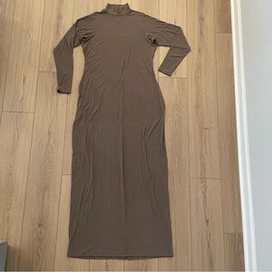 Skims Chic Brown Long Sleeve Maxi Dress